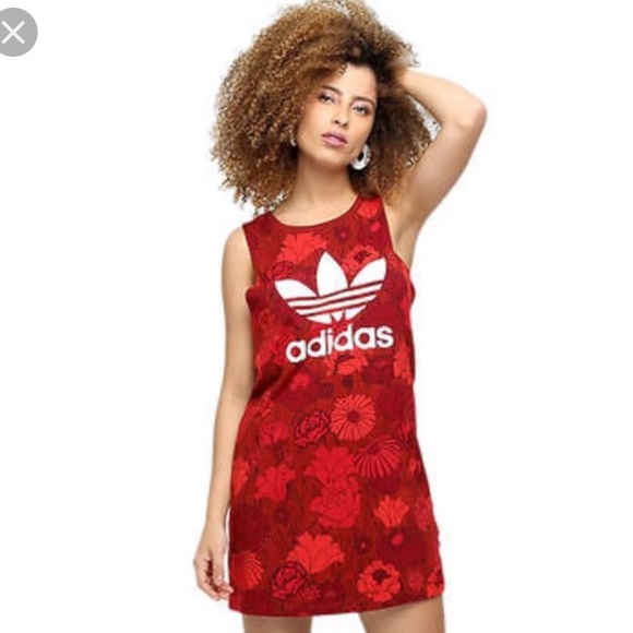 adidas red floral dress